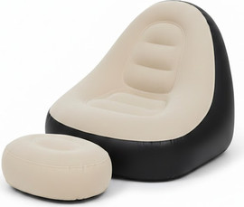 Hypercell סט כורסה והדום מתנפחים צבע שמנת