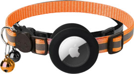 SmartCase קולר אייר טאג לחתול בד עם חיבור סיליקון AirTag צבע כתום AT02