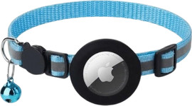 SmartCase קולר אייר טאג לחתול בד עם חיבור סיליקון AirTag כחול AT02