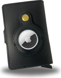 SmartCase ארנק כרטיסים נשלפים עור אמיתי חיבור AirTag צבע Black ללא חיישן אייר טאג