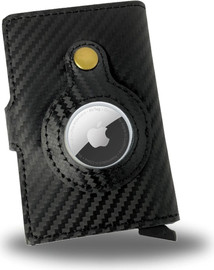 SmartCase ארנק כרטיסים נשלפים עור אמיתי חיבור AirTag צבע Carbon ללא חיישן אייר טאג
