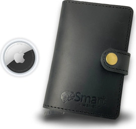 SmartCase ארנק כרטיסים נשלפים עור אמיתי כולל חיישן אייר טאג צבע Black
