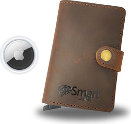 SmartCase ארנק כרטיסים נשלפים עור אמיתי כולל חיישן אייר טאג צבע Coffee