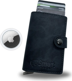 SmartCase ארנק כרטיסים נשלפים עור טבעוני כחול אפור כולל חיישן אייר טאג