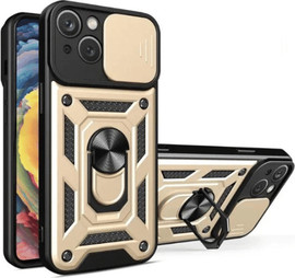 SmartCase כיסוי לאייפון 14 עם טבעת מגנט ומגן מצלמה iPhone 14 זהב