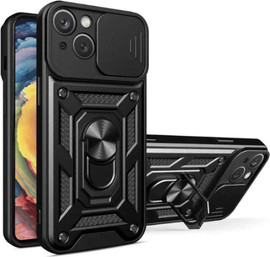 SmartCase כיסוי לאייפון 14 עם טבעת מגנט ומגן מצלמה iPhone 14 שחור