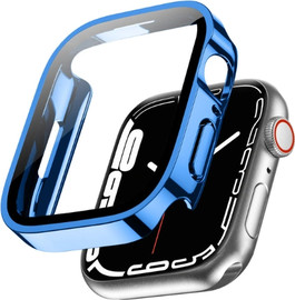 SmartCase כיסוי זכוכית היקפי מלא מרובע נגד מים 45mm אפל ווטש כחול