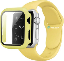 SmartCase רצועת סיליקון וכיסוי תואם 41mm לשעוני אפל ווטש 7/8/9 BUFFALO - bright-yellow