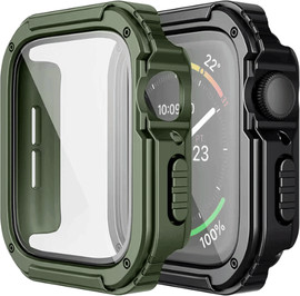 SmartCase כיסוי זכוכית היקפי מלא שני שכבות 44mm לאפל ווטש Dark Green