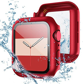SmartCase כיסוי זכוכית היקפי מלא נגד מים 40mm לשעון אפל ווטש אדום