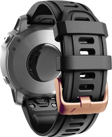 SmartCase רצועת סיליקון לשעוני גרמין QUICKFIT 20MM Black אבזם Rose Gold