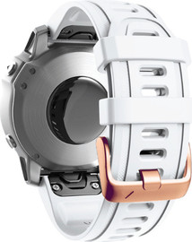SmartCase רצועת סיליקון לשעוני גרמין QUICKFIT 20MM White אבזם Rose Gold