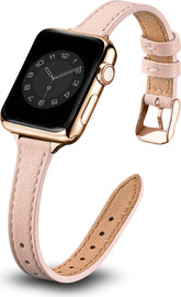 SmartCase רצועת עור צרה לשעון אפל ווטש 40/41/42mm ורוד אבזם Rose Gold