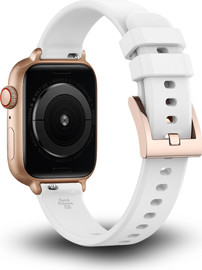 SmartCase רצועת סיליקון SlimTouch לאפל ווטש 40/41/42mm לבן עם אבזם Rose Gold