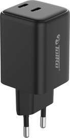 SmartCase ראש מטען מהיר בעל 2 חיבורי Type-C בהספק 45 וואט מבית Toiko