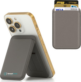 SmartCase ארנק לאייפון מגנטי עם מעמד מתקפל 3 כרטיסים תואם MagSafe אפור