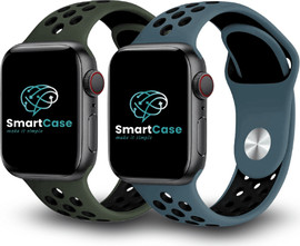 SmartCase מארז 2 רצועת אפל ווטש 40/41/42mm ספורט בצבע ירוק כהה שחור ירוק שחור מידה SM
