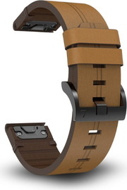 GARMIN רצועת עור אמיתי עם תפר Quickfit 22MM לשעוני גרמין Light Brown