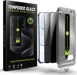 SmartCase 2 יחידות מגן מסך זכוכית Privacy פרטיות לאייפון 17 אייר עם מתקן יישור אוטומטי מסיר אבק Titan