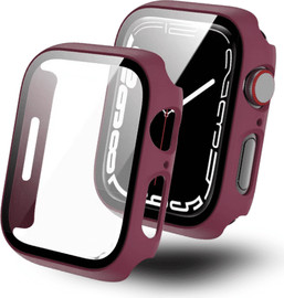 SmartCase כיסוי זכוכית היקפי מלא 45mm לאפל ווטש Wine Red