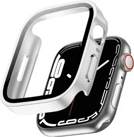 SmartCase כיסוי זכוכית היקפי מלא מרובע אפל ווטש סדרה 10 46mm לבן