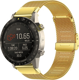 SmartCase רצועת ברזל Milanese 26mm QuickFit עם אבזם לשעוני גרמין Gold