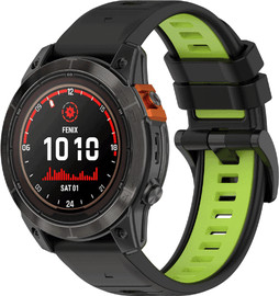 SmartCase רצועת סיליקון שני צבעים QuickFit 22mm לשעוני גרמין שחור ירוק