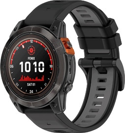 SmartCase רצועת סיליקון שני צבעים QuickFit 26MM לשעוני גרמין שחור אפור