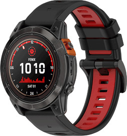 SmartCase רצועת סיליקון שני צבעים QuickFit 26MM לשעוני גרמין שחור אדום