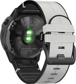 SmartCase רצועת עור אמיתי משולב סיליקון Quickfit 26MM לשעוני גרמין gray