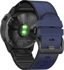 SmartCase רצועת עור אמיתי משולב סיליקון Quickfit 26MM לשעוני גרמין Blue
