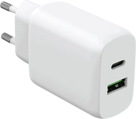 SmartCase מטען קיר 20W עם כניסות USB-Type C + USB-A מבית Power-Tech