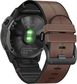 SmartCase רצועת עור אמיתי משולב סיליקון Quickfit 26MM לשעוני גרמין Coffee