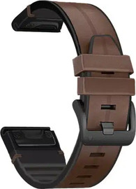 SmartCase רצועת עור אמיתי משולב סיליקון Quickfit 22MM לשעוני גרמין Coffee