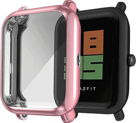 SmartCase מגן מסך מסיליקון ורוד ורדים Huami Amazfit gts 2 mini