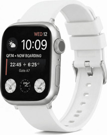 SmartCase רצועת גומי 44/45/46/49mm מסוג Hypoallergenic FKM Classic אבזם כסוף White