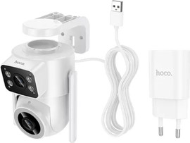 HOCO מצלמת אבטחה חיצונית כפולה PTZ Full HD 1080P Wi-Fi HOCO D9 עמידה בגשם ואבק