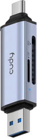 CUDY קורא כרטיסי זכרון למחשב והטלפון CUDY UH200 2-IN-1 Dual USB 3.0 SD/TF Card Reader