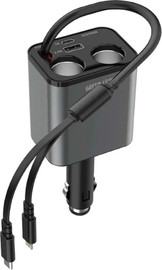 Green Lion מטען רכב מרובה יציאות 90W PD מהיר עם כבל USB-C וכבל Lighting אפל Green Lion