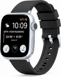 SmartCase רצועת גומי 44/45/46/49mm מסוג Hypoallergenic FKM Classic אבזם כסוף Black