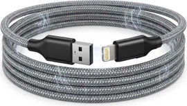 SmartCase כבל טעינה מגנטי USB-A ל-Lighting (אפל) ניילון שזור 12W לבן וכסף CB03