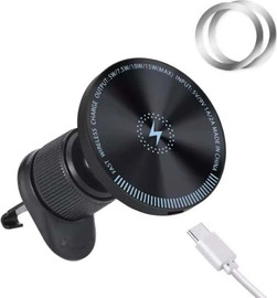 SmartCase מטען רכב מגנטי מהיר 15W התואם MagSafe תאורת RGB מתחבר למזגן RK03