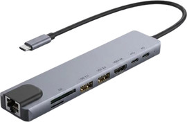 SmartCase תחנת עגינה אוניברסלית מפצל 8 ב-1 עם כרטיס רשת RJ45 וטעינת PD דגם DK02