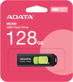 ADATA זיכרון נייד USB-C דגם UC300 נפח 128GB מבית Adata צבע שחור ירוק