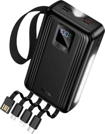 HOCO סוללת גיבוי 20000mAh טעינה מהירה 22.5W עם 4 כבלים מובנים ופנס Hoco J173