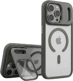 SmartCase כיסוי עם מגן עדשות זכוכית ומעמד מובנה MagSafe NaNox LensGlass iPhone 17 Pro אפור