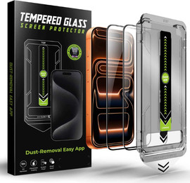 SmartCase 2 יחידות מגן מסך זכוכית לאייפון 18 פרו מקס עם מתקן יישור אוטומטי מסיר אבק התקנה קלה Titan