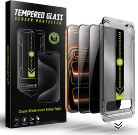 SmartCase 2 יחידות מגן מסך זכוכית Privacy פרטיות לאייפון 18 פרו מקס עם מתקן יישור אוטומטי מסיר אבק Titan