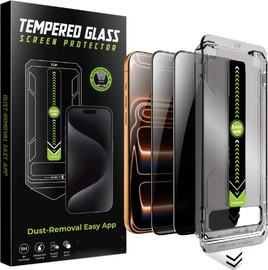 SmartCase 2 יחידות מגן מסך זכוכית Privacy פרטיות לאייפון 18 פרו עם מתקן יישור אוטומטי מסיר אבק Titan