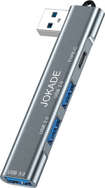 KUKA מפצל USB אלומיניום 4 ב-1 דגם JC022 עם USB 3.0 מהיר Jokade